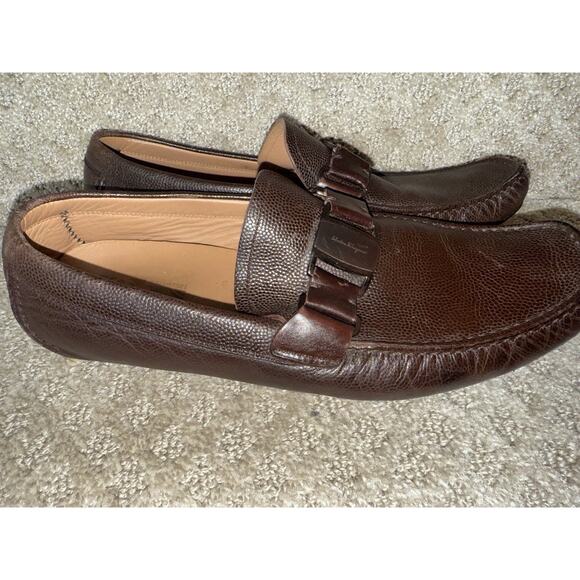 Salvatore Ferragamo Men’s ‘Sardegna’ Brown Leather Loafers/Drivers Size 10 main image 4